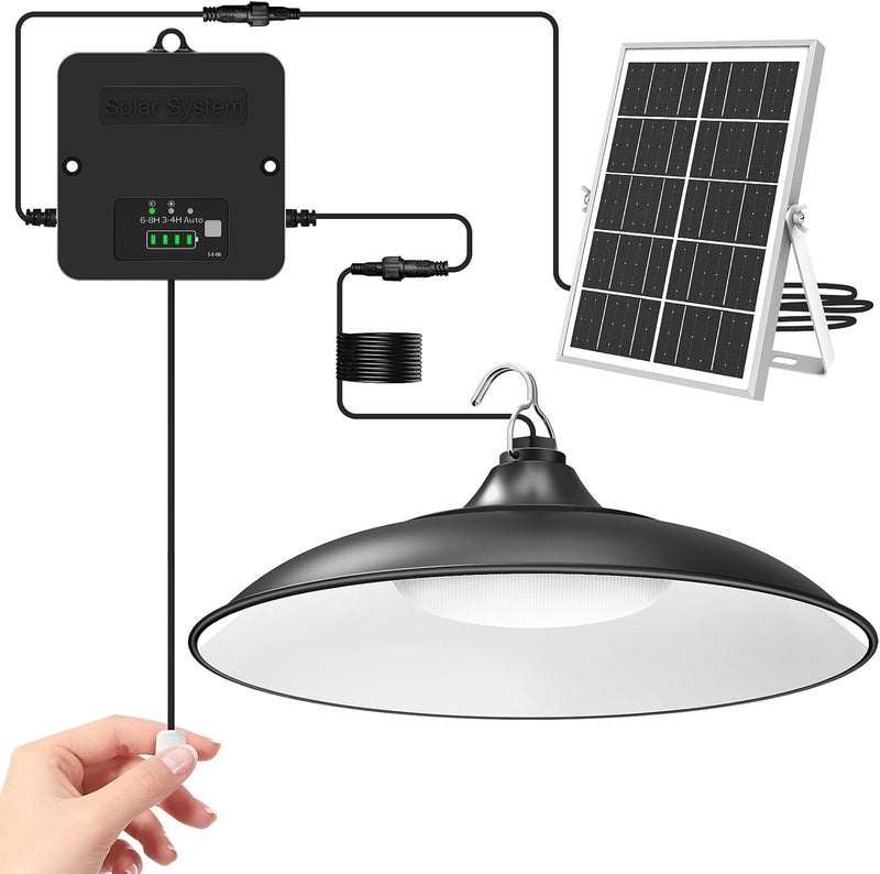APILAB Solar Shed Light Indoor Outdoor, 2000LM Daytime Available Pendant Light with Pull String, Dusk to Dawn, 3 Lighting Modes Solar Lights Indoor, IP65 Waterproof for Barn, Gazebo, Shop, Garage - Image 1